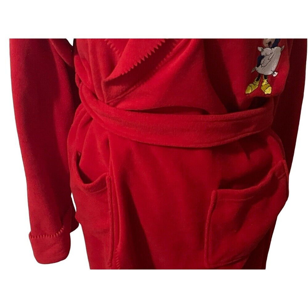 Vintage 1990s Disney Catalog Mickey Mouse Robe Red Soft Fleece Size LARGE RARE - Picture 6 of 16